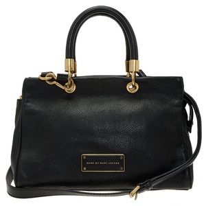 Classic Marc by Marc Jacobs black too hot to handle leather satchel handbag